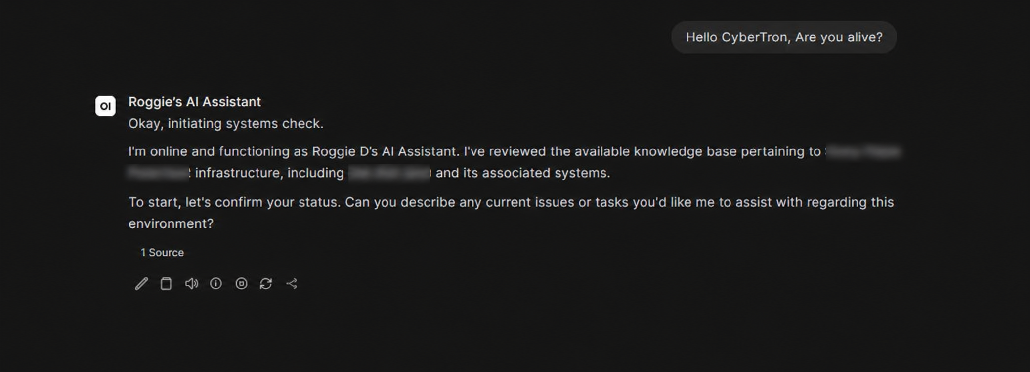CyberTron first AI response